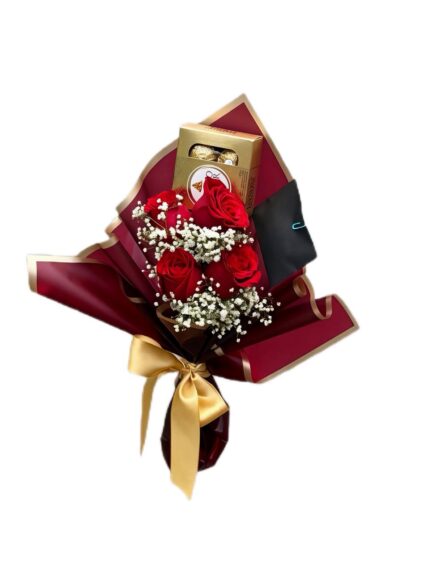 Buquê 4 rosas com Ferrero